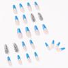 Blue French full diamond presson nail wear nail art finished fake nail removable nail patch