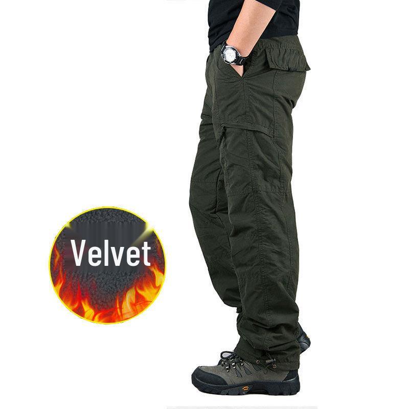 Men's Plus Velvet Thick Warm Cotton Casual Pants, Large Size - Autumn & Winter
