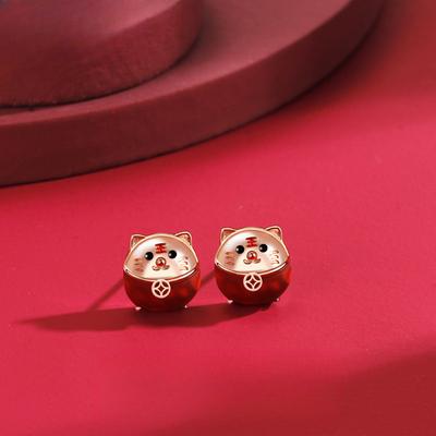 Original Lucky Tiger Earrings Niche Design Guochao Premium Earrings Chinese Style Zodiac Earrings