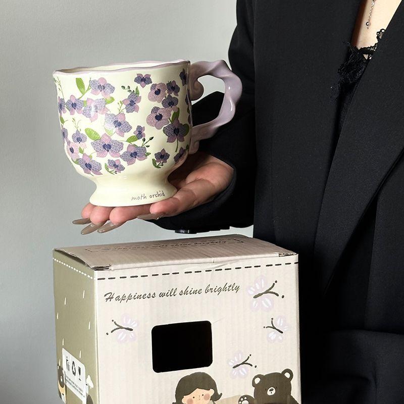 

Цветочная Премиальная Керамическая Винтажная Кружка Керамическая Домашняя Кружка для Кофе Высокий Уровень Внешнего Вида Чашка Подарок на День Рождения Кружки Кофейные Чашки 201-300ml