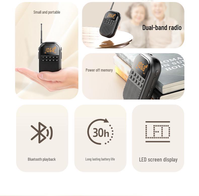 Mini Bluetooth Rechargeable FM/AM Radio with Card Slot