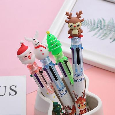 Caneta Esferográfica de 6 Cores de Natal: Presente Fofo de Feriado para Estudantes, Papelaria Colorida para Diário e Escritório