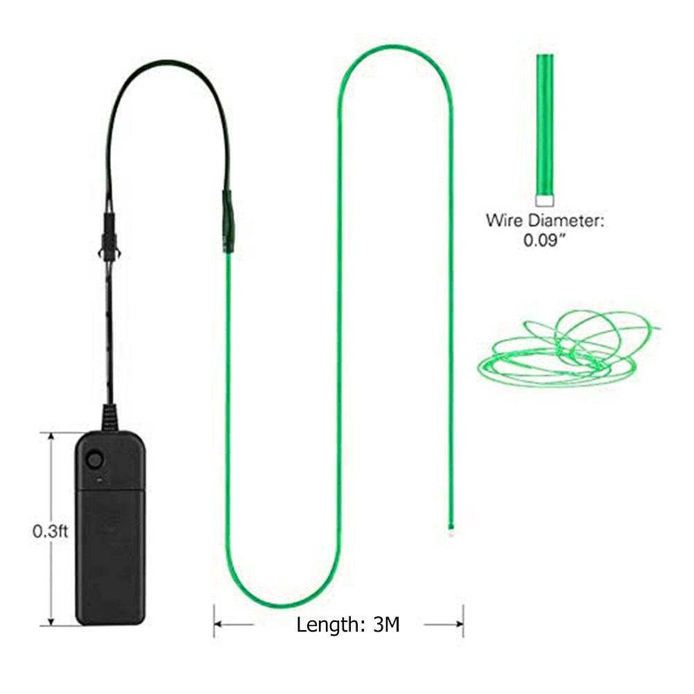 3M EL Wire Neon LED Strip Light AA Battery Powered DIY Lights Tube Rope For Halloween Christmas Festival Party Car Decoration