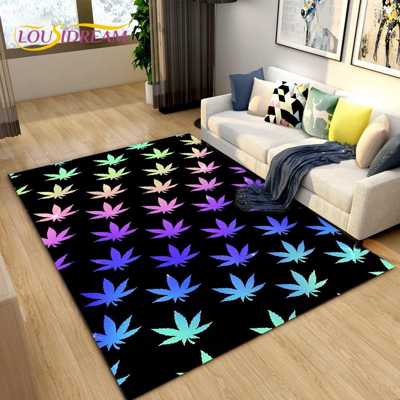 Reggae Music Jamaican Style Maple Leaf Area Rug,Carpet Rug for Living Room Bedroom Sofa Decoration,Kitchen Non-slip Floor Mat