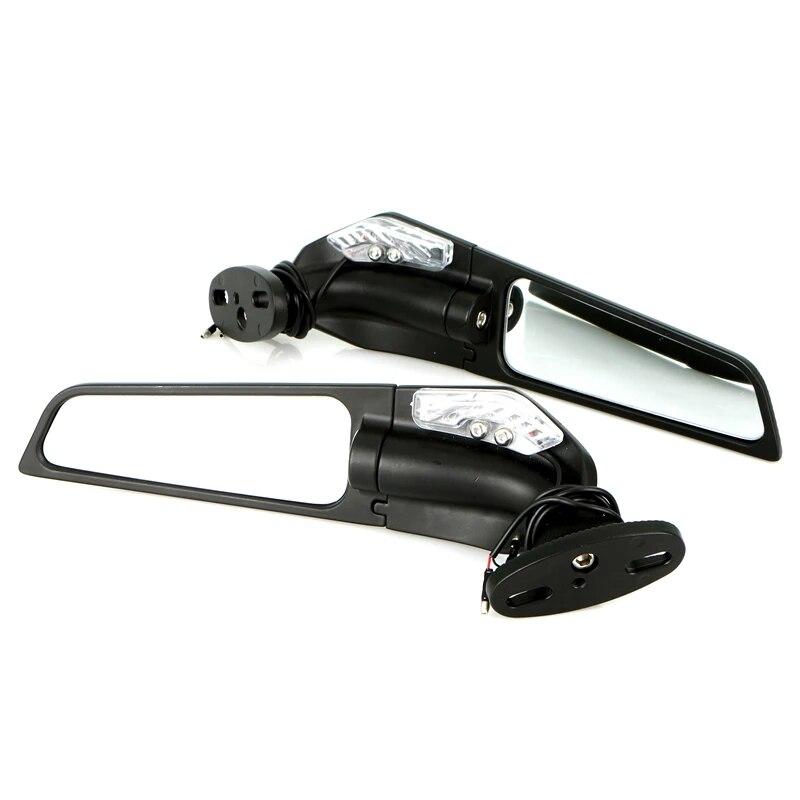 Universal Most Motorcycles Mirror Modified Wind Wing Adjustable Rotating Rearview Mirror with Light For YAMAHA YZF R6 R1 R25