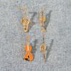1Pcs Symphony Orchestra Badge Funny Musical Instruments Enamel Brooches Trumpet Clarinet Saxophone Violin Shaped Golden Pins