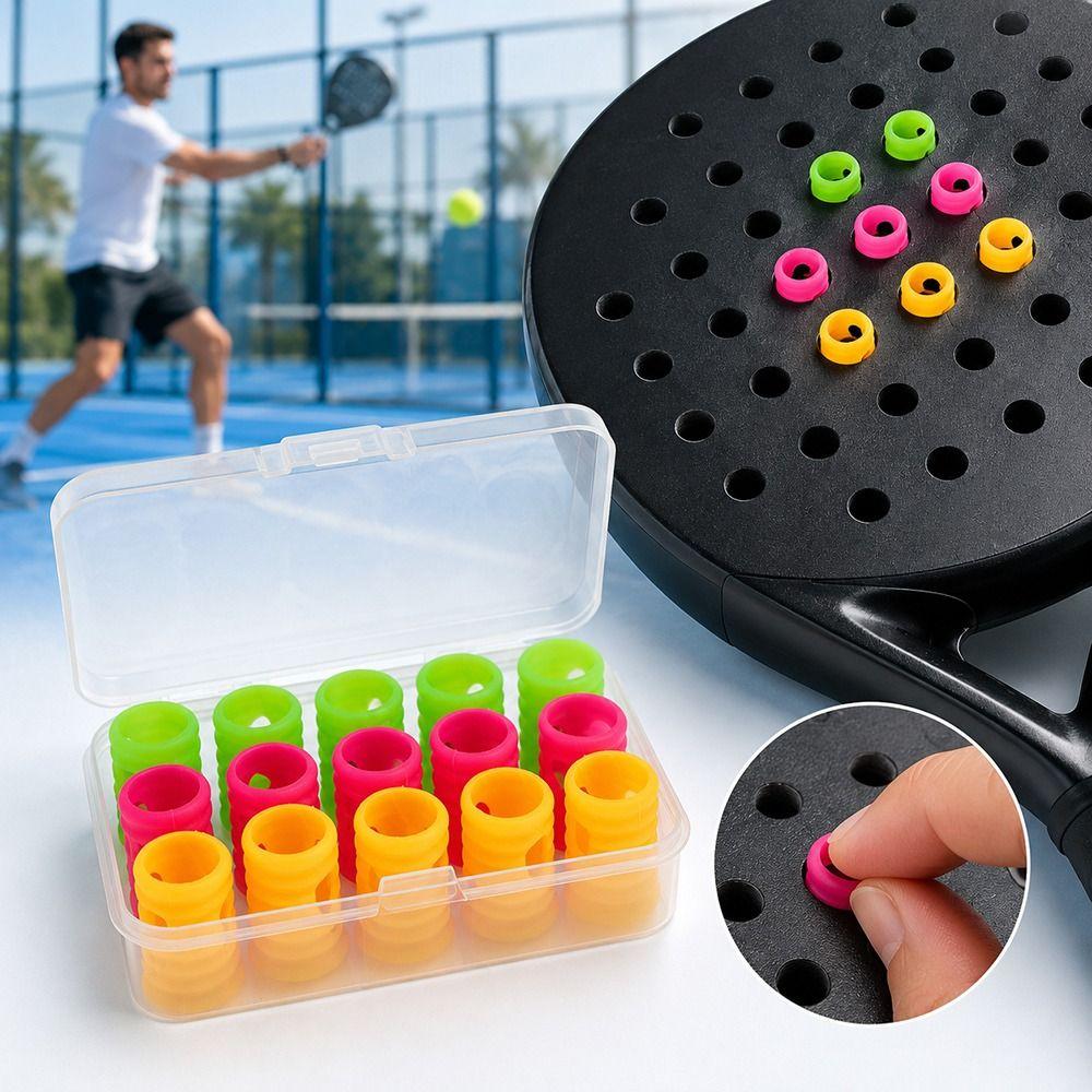 15Pcs Plastic Padel Racket Dampeners Ring Shape Racket Shock Absorbers Tennis