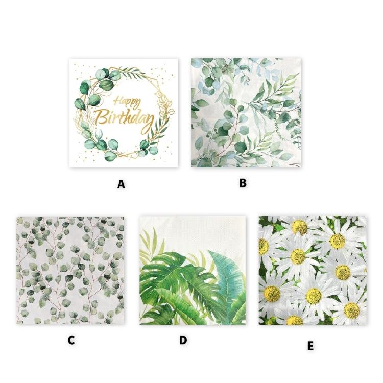 20PCs Eucalyptuses Patterneds Napkins Absorbent Dinnerware for Festives Gatherings