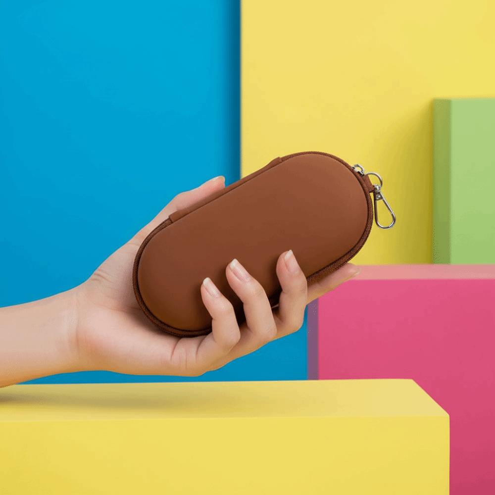 Waterproof PU Sunglasses Case Oval Shape Eyewear Organizer Dual Slot Glasses Pouch Fashion Driver