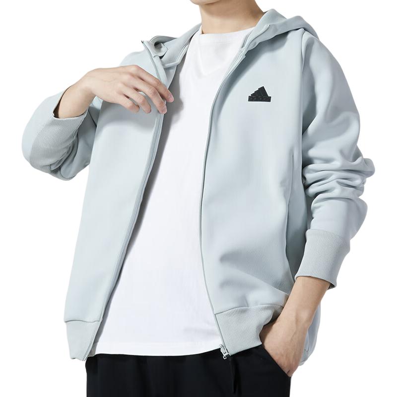 adidas SS24 Z.N.E. Hoodie Jacket With Solid Color Logo Men Sportswear Light-Grey IQ1378