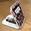 Pink Bow Florals Flip-Top Folding Makeup Mirror Portable Pocket Mirror Women Rectangle Cosmetic Make Up Mirror With Comb