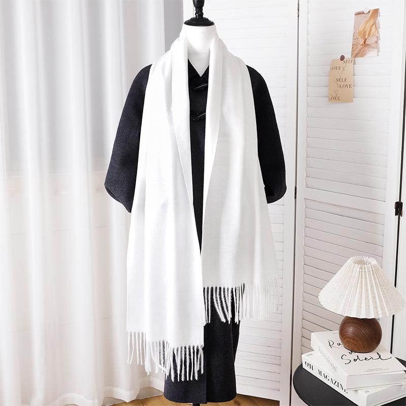 New Designer Luxury Women Warm Scarf Winter Cashmere Shawls Thick Solid Neckerchief Hijab Wraps Tassls Pashmina Foulard