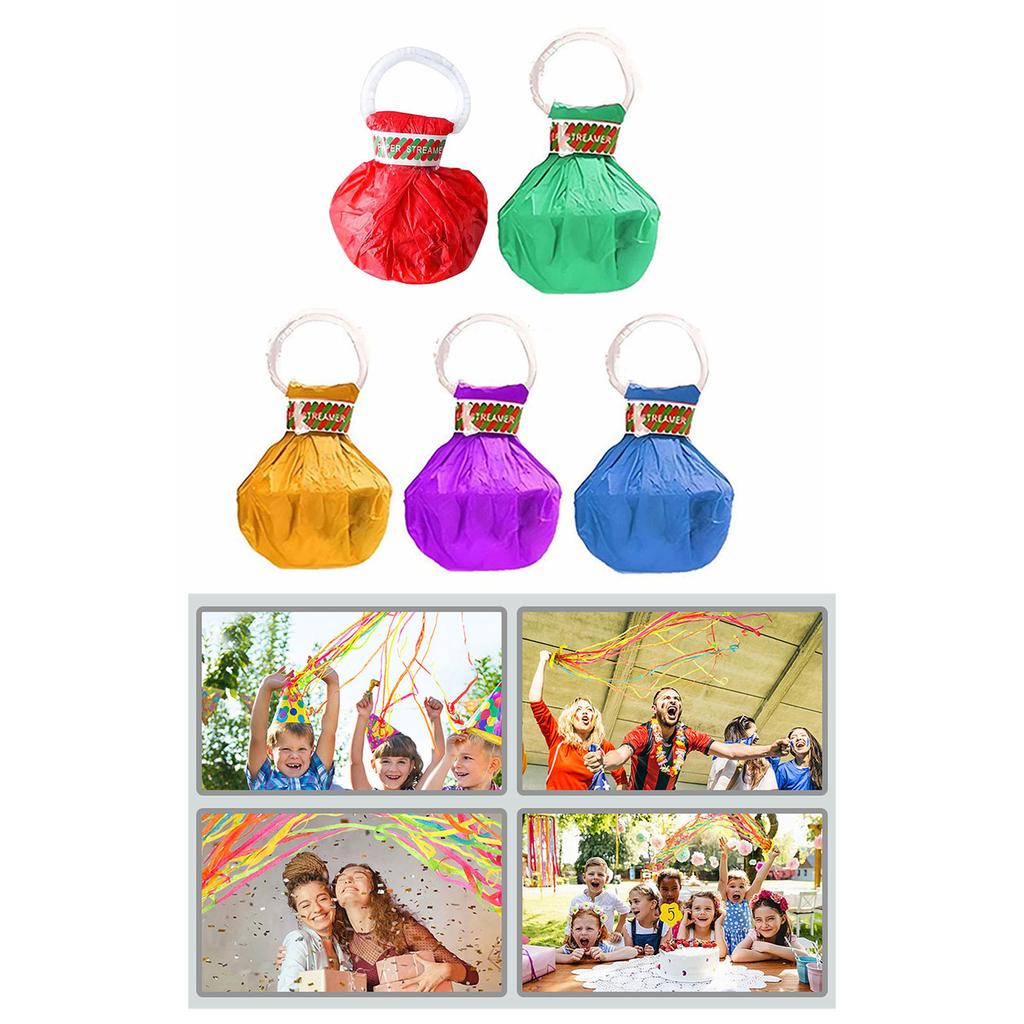 Pack of 10 Colorful Streamers Poppers Not Mess Confetti Crackers Plastic Texture for Weddings Birthdays Graduations