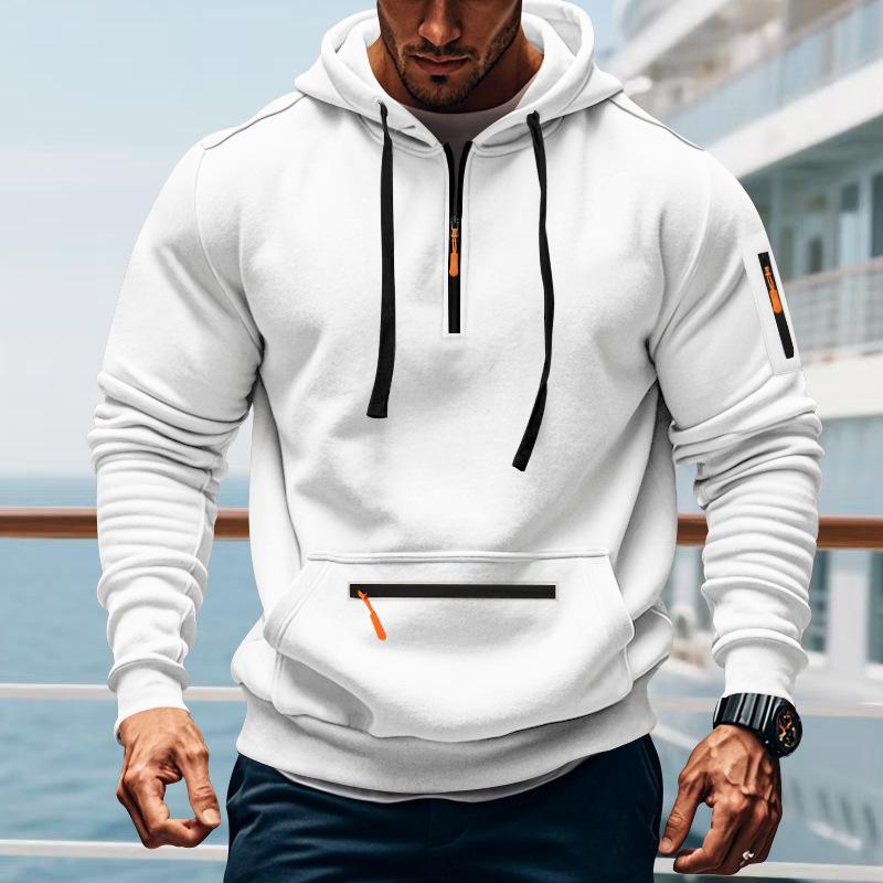 Men's Loose Fit Heavyweight American-Style Casual Sportswear Jacket fleece Lined Hooded Sweatshirt for Winter