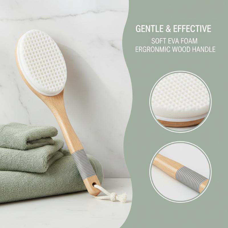 Lotion Sunscreen Applicator Long Handle Body Cleaner Shower Brush Extended Reach Back Scrub for Elderly and Disabled