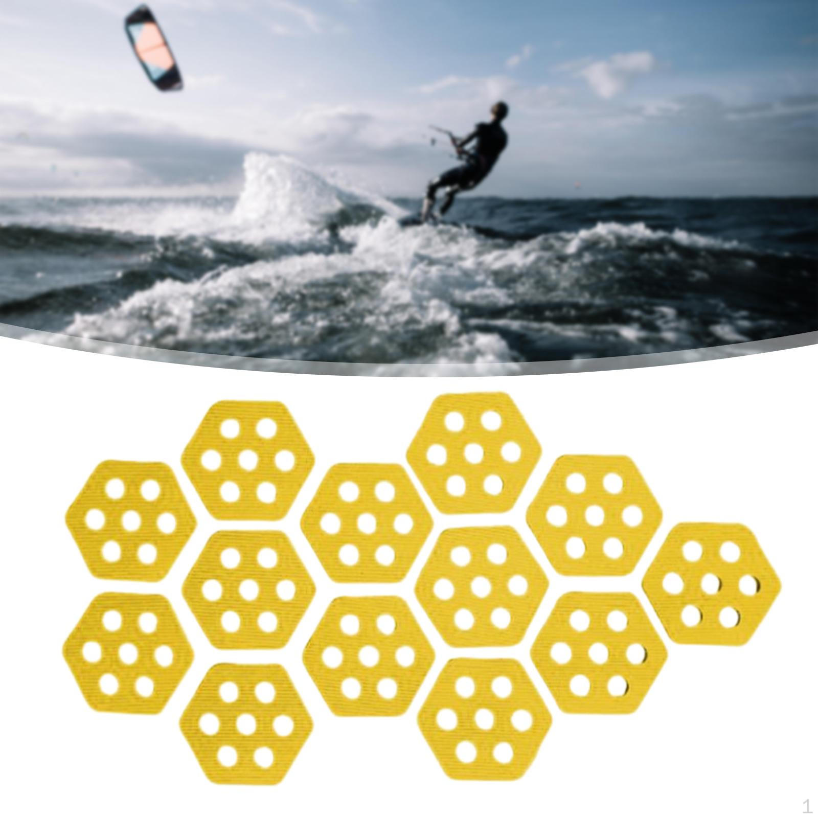 

12 Pieces Hexagon Surfboard Pads Deck Decking Accessories Non Slip Mat Grip for жёлтый