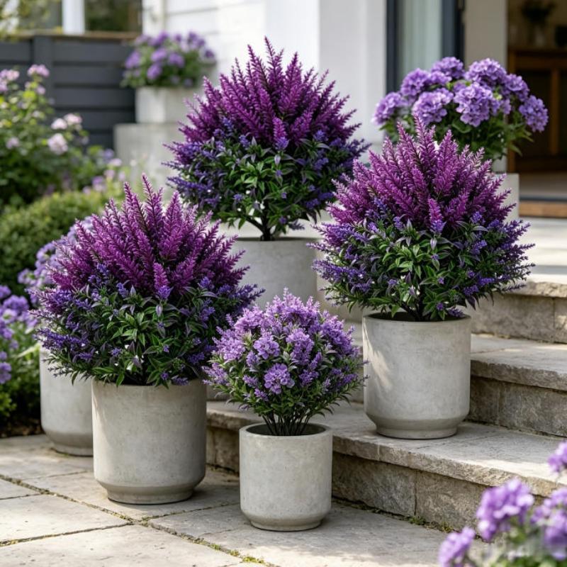 1 Stück UV-beständiges, farbechtes künstliches persisches Farngras Bodenspieß gefälschte grüne Pflanze für Garten Terrasse Hof Außenbereich Hotel Dekoration