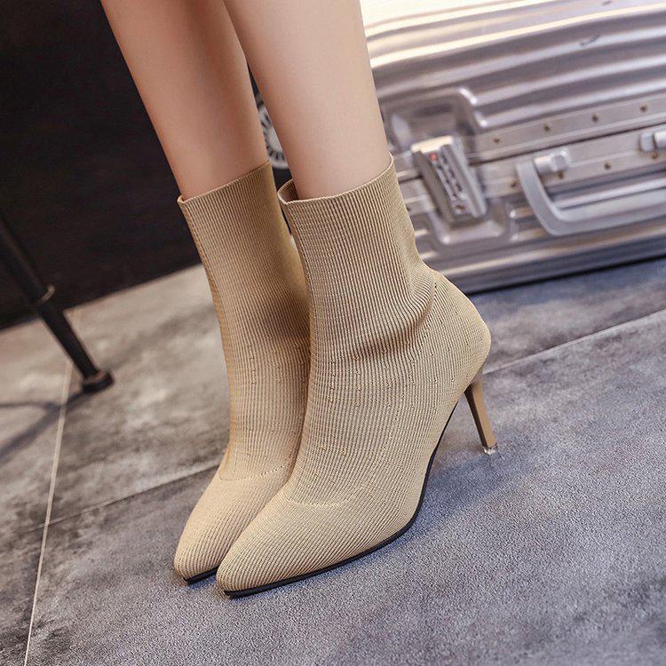 Mujeres Casual Puntiagudo Stiletto Tacón Alto Botines Mujer Moda Lana  Salvaje Botas de Mujer comprar a buen precio — entrega gratuita, reseñas  reales con fotos — Joom