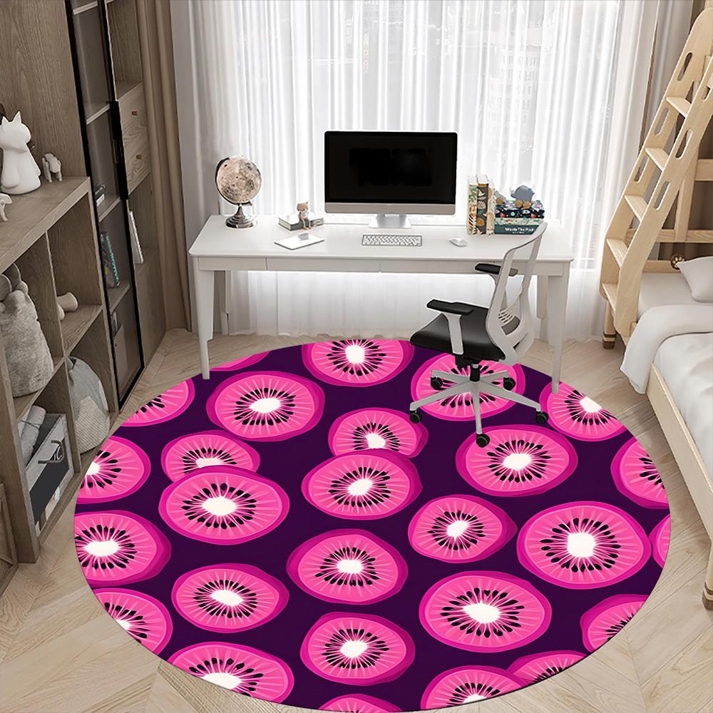 1pc Kiwi Pattern Office Round Area Rug, Under Office Chairs Bedroom Living Room Home Decor, Room Deco, Available in Various Sizes