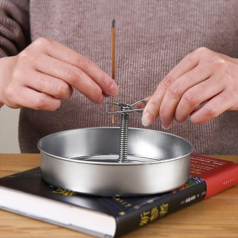 Magnetic Incense Coil Holder With Ash Catcher Tray Portable Round Metal Repellent Spiral Incense Burner For Indoor Outdoor