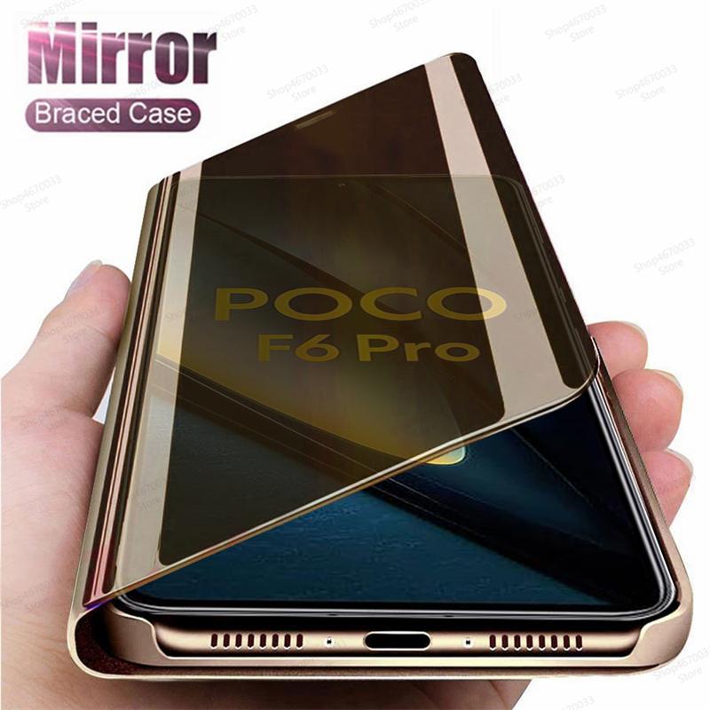 Покрытие зеркальный раскладной чехол для телефона POCO F6 M6 X6 F5 X5 X3 X4 Pro 5G X3 NFC X4 F4 GT кожаный чехол-подставка для POCO M4 M3 Pro