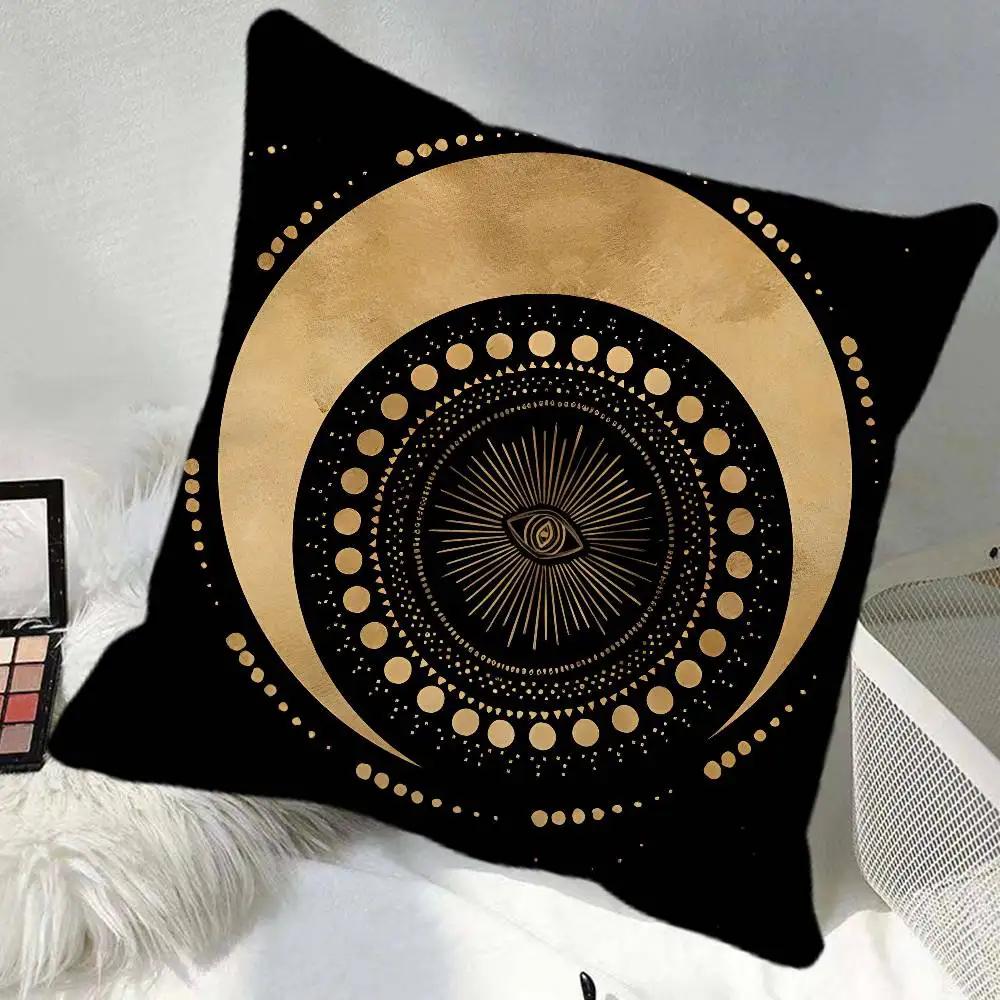 Witchy Painting Sun And Moon Celestial Pillow Case Square Pillow Bedroom Sofa Leisure Comfort Cushion Car Home Decoration