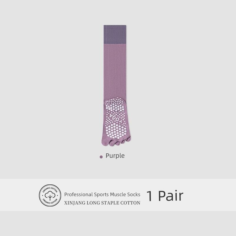

Pressure Sports Socks Calf Socks Professional Fitness Running Muscle Energy Compression Socks Long Tube Yoga Pilates Toe Socks Purple