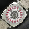 HAND-WINDING SWISS MENS VINTAGE POKER FACE REFURBISHED WHITE WATCH A700909-5 R205a-a700909