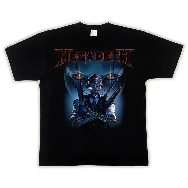 2024 MEGADETH TRIVIUM Popular Pattern Printed European and American Rock High Street T-shirt Cotton Summer Short Sleeved Top