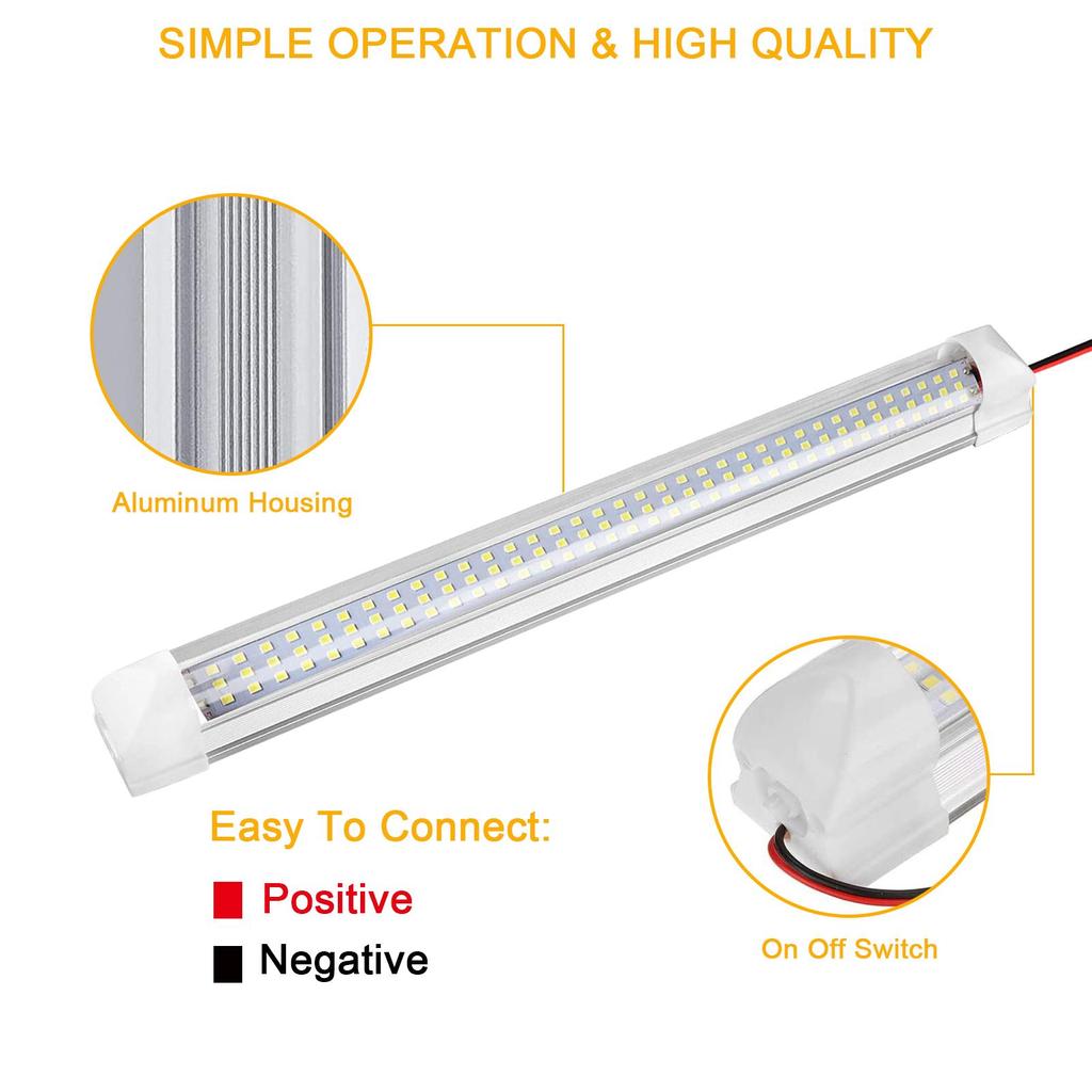 4 Pack 12V 108 LEDs Car Interior LED Light Bar Led Light Strips with ON/OFF Switch for Car Trailer Truck Van