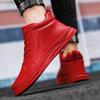 Couples Leather-covered Waterproof Sneakers for Men Women Flat-soled High-top High-top Shoes