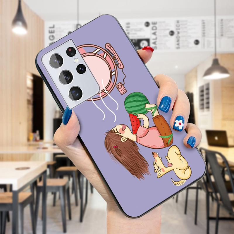 Cute Girl Eat Watermelon Blowing Fan Case Fete Boys Lovely Dog Carcasă