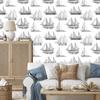 Black and white sailboat wallpaper for living room and bedroom 50x1000