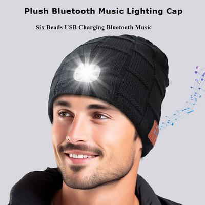 Bezprzewodowa czapka muzyczna unisex 3 w 1 Bluetooth Sporty na świeżym powietrzu Ciepłe słuchawki Bluetooth z oświetleniem LED, zmywalne i ładowane z mikrofonem