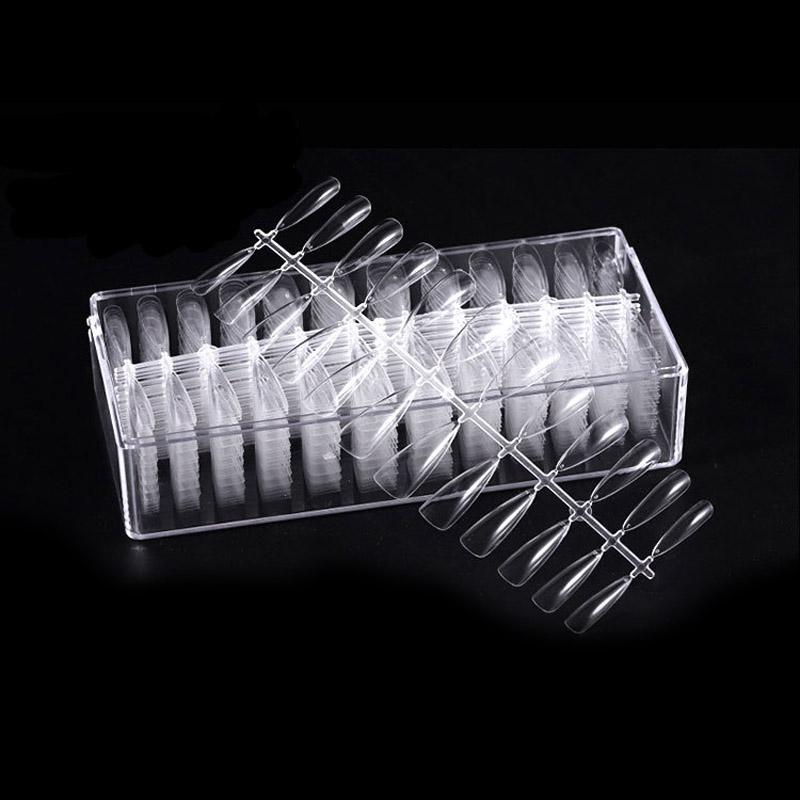 504Pcs Transparent Stiletto Fake Nail Tips Acrylic Ballerina Nail Tips Long Shape Half Cover Coffin Professional False Art Nail