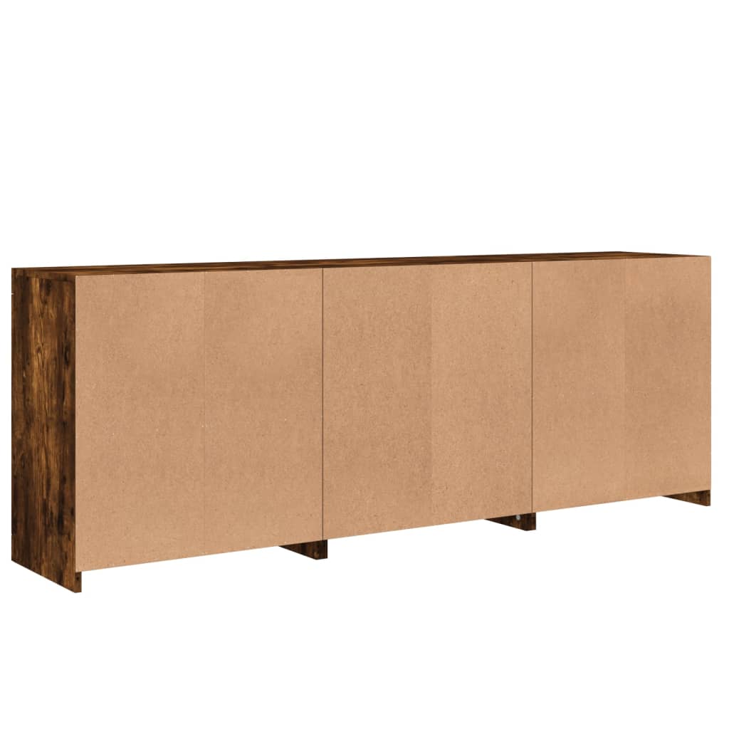 Sideboard with LED Lights Smoked Oak 181.5 x 37 x 67 cm
