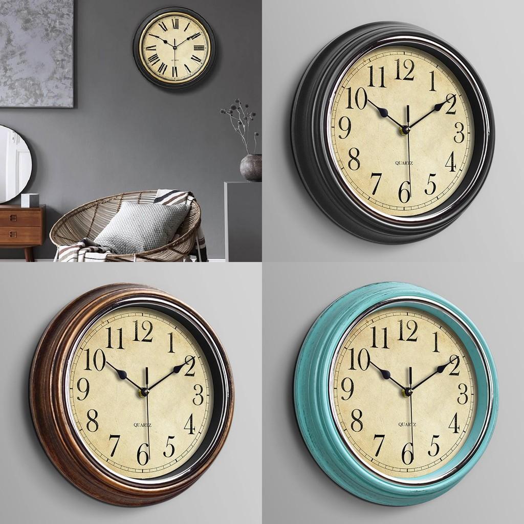 Wall Clock Retro Round Shape Home Living Room Study Room Decoration Supplies
