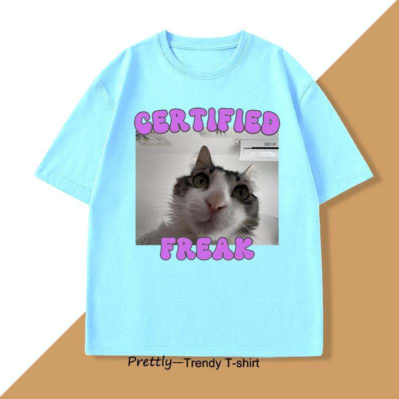 

Certified Freak Cat Meme TShirt Men Women Funny Pet Graphic Tee Kitty Humor T Shirt Unisex Cotton Tee Cat Lover Tshirt Clothes 4XL