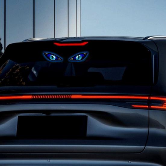 Vehicle Exterior Glow Display Solar Demon Eye Car Window Light, Waterproof Wireless Dynamic Warning Sign with Suction Auto Interior