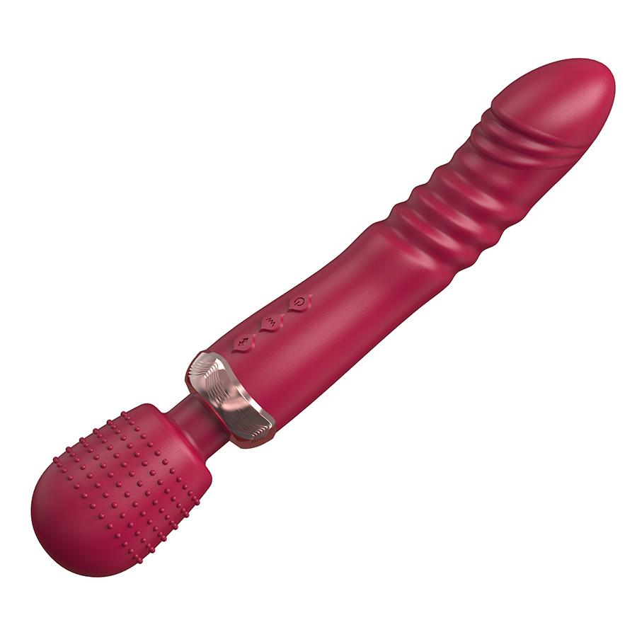 Powerful 3-Motor Thrusting G-Spot Vibrator - Large Silicone Dildo Wand for Couples Stimulation and Massage