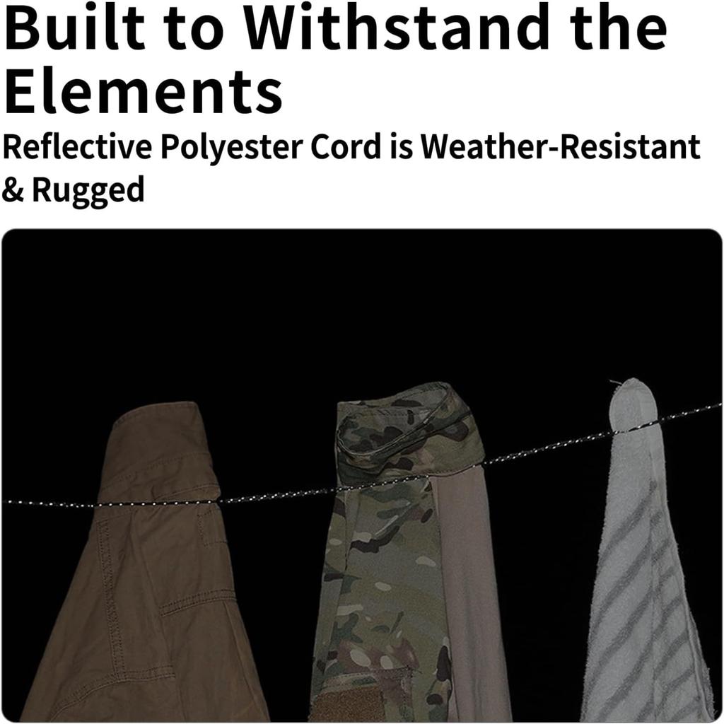 3M Outdoor Camping Stretch Clothesline with 12 Clips Windproof Travel Clothes Line Hanging Laundry Drying Rope for Indoor Hotels Backyard