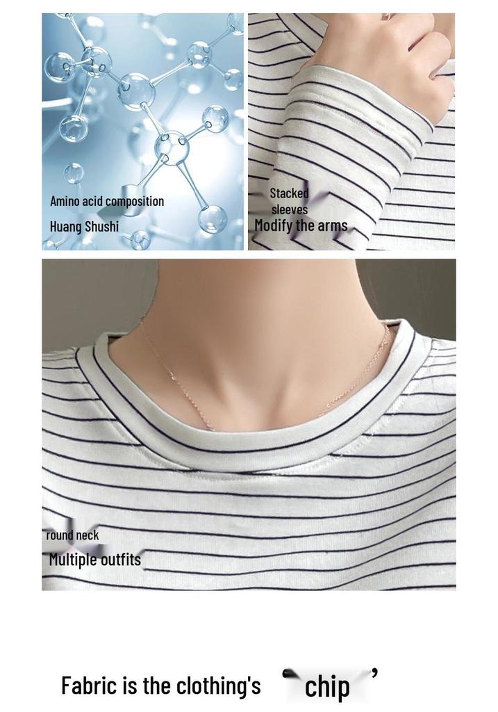 Women's Self-Heating Striped Long Sleeve Slimming Pullover