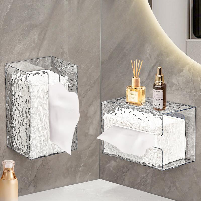 

Facial Wash Towel and Tissue BoxWall-mounted Household Storage Box Light Luxury Style Bathroom and Kitchen Tissue Box чорний/сірий