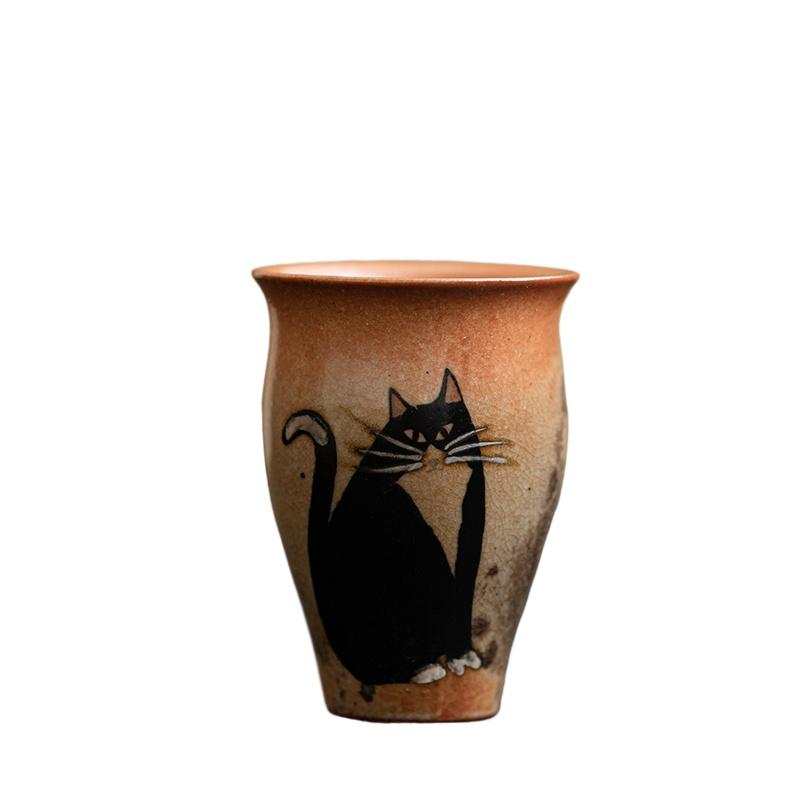50ml Japanese Kiln Change Ceramic Teacup Retro Handmade Zhiye Cat Cup Small Master Mug Porcelain Chinese Kung Fu Gongfu Teaware