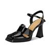 Fashion 2024 Summer New Style One line with Hollow out Baotou Roman Sandals French Retro Waterproof Platform Thick Heel High Heels