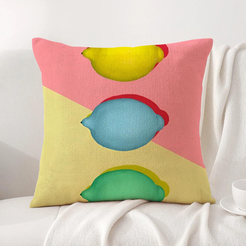 Tropical Plant Fruits Pillow Case Natural Linen Organic Fabric Double-Sided Printing Breathable Perfect For Home Decor