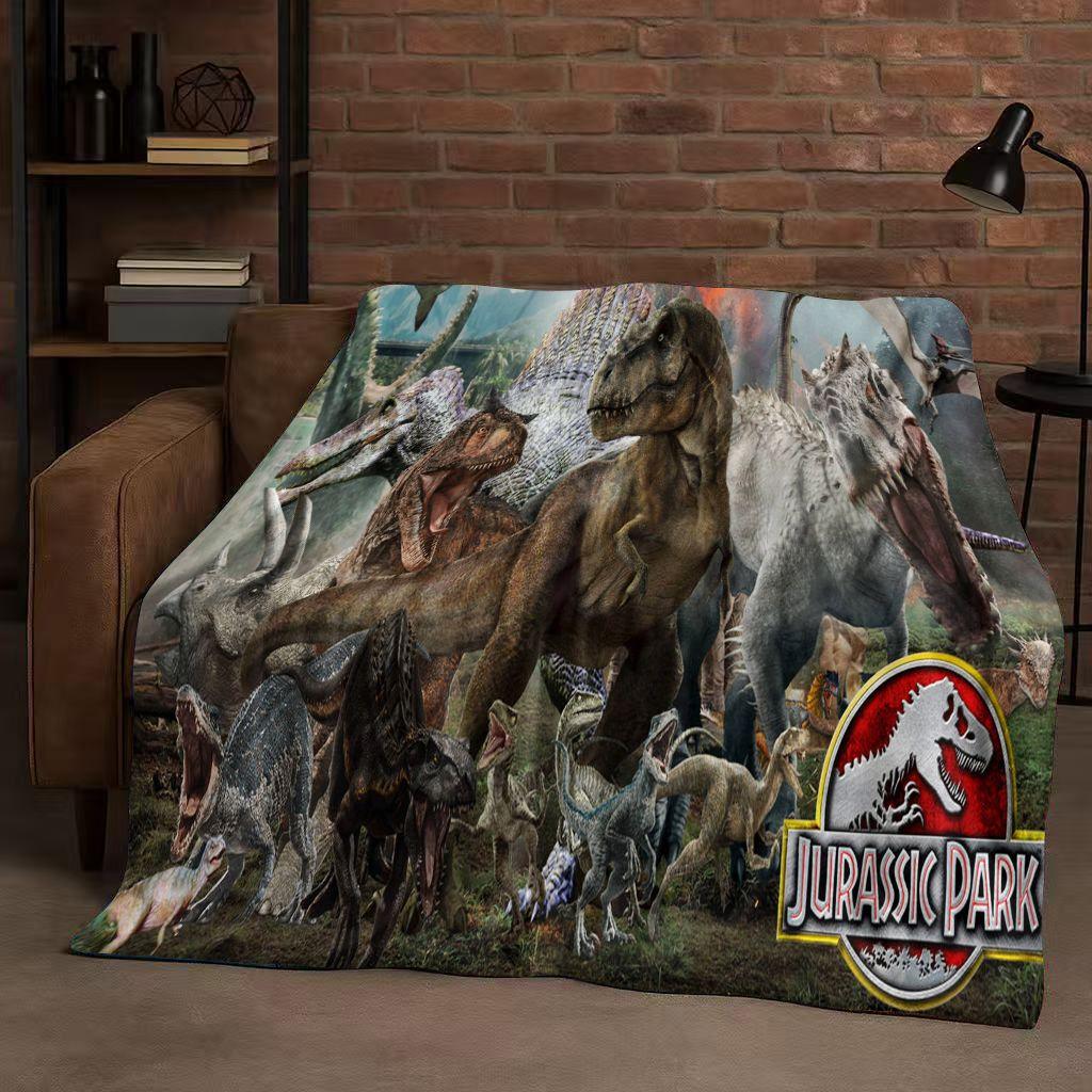 Coperta in Flanella Cartoon Dinosauro Jurassic Park 3D, Coperta Morbida Calda in Peluche per Casa Camera da Letto Letto Divano Copertura Ufficio Campeggio