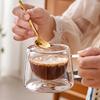 Double-Walled Borosilicate Glass Coffee Cup with Handle, Heat-Resistant and Transparent