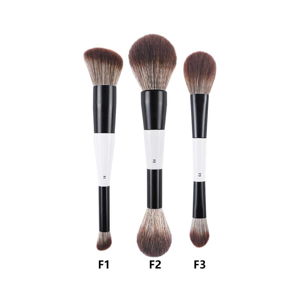 1 st Dubbelzijdig Schuin Foundation Make-up kwasten multifunctioneel Rouge Make-up kwast houten handvat cosmetisch gereedschap Mari F4