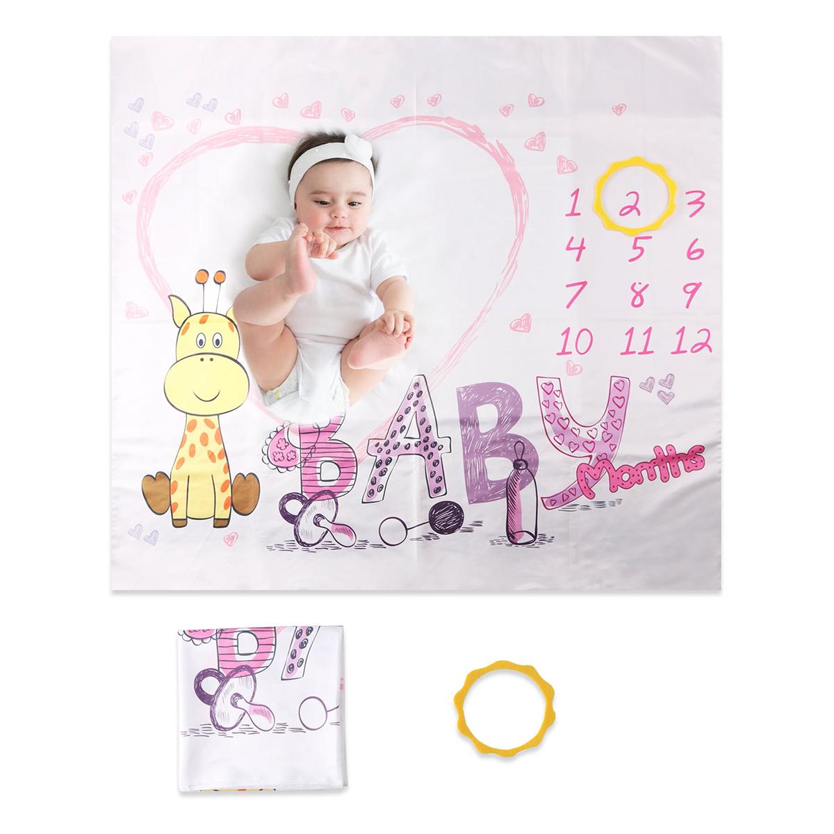Ylsteed Pasgeboren Mijlpijlankens Dekens Baby Maandelijkse Groei Souvenirs Baby Foto Shoot Achtergrond Deken Bijpassende Houten Cijfers Kaart (as the picture,100X100)